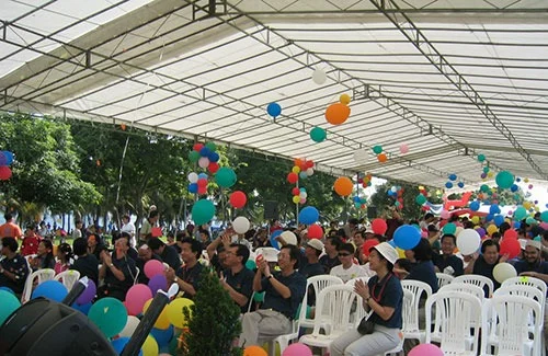 Guests gathered at an outdoor community event